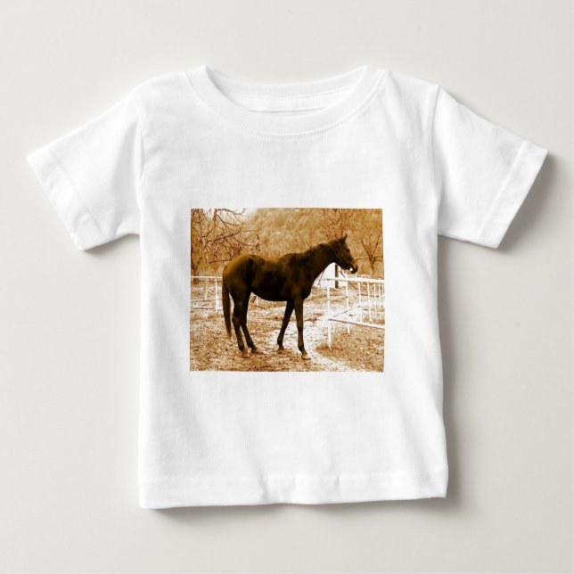 Sephia Pop Art Horse T Shirt (Framsida)