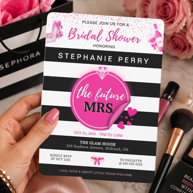 Sephora Tema Bröllopsfest Inbjudan (Sephora theme chic bridal shower invitation)