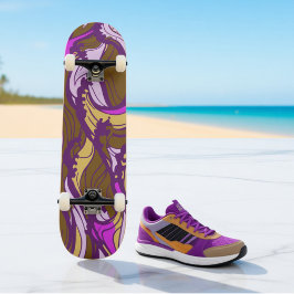 Sepia Abstract Pebble Bean Repeating Pattern Mini Skateboard Bräda 18,5 Cm