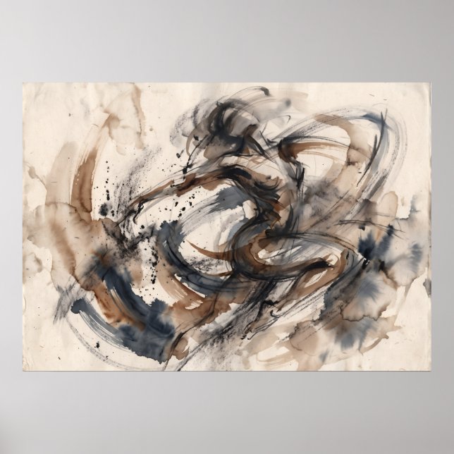 Sepia Abstrakt Häst Rörelse Affisch (Framsidan)