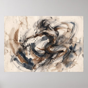 Sepia Abstrakt Rörelse Affisch