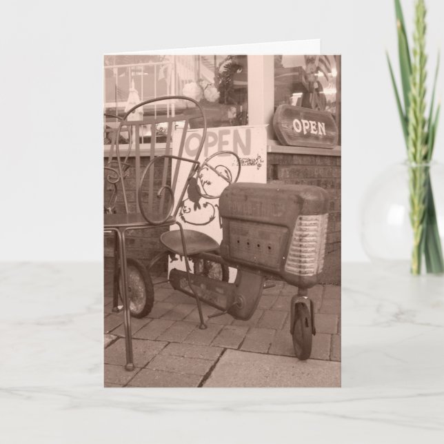 "Sepia Antique Leksak Tractor", födelsedagskort Kort (Framsida)