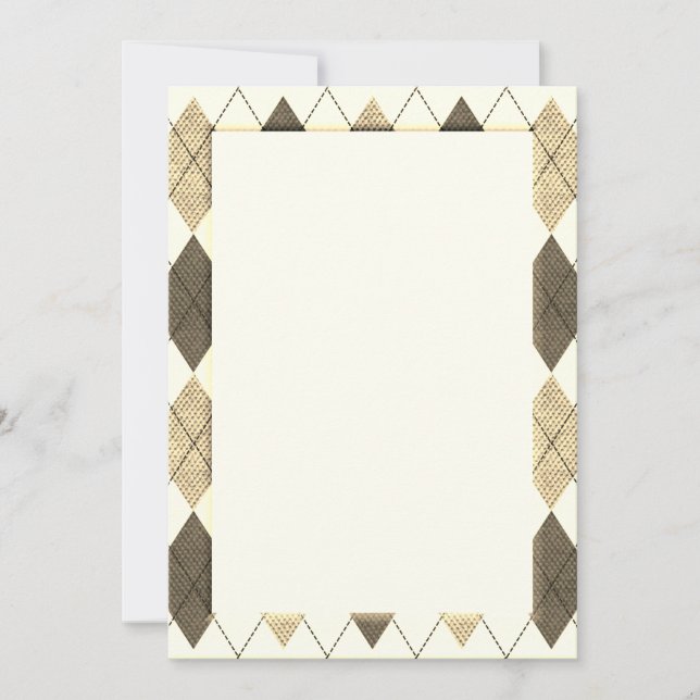 Sepia Argyle Mönster DIY Card Kort (Framsida)