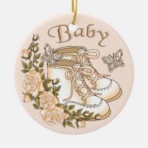Sepia Baby First Shoes Julgransprydnad Keramik