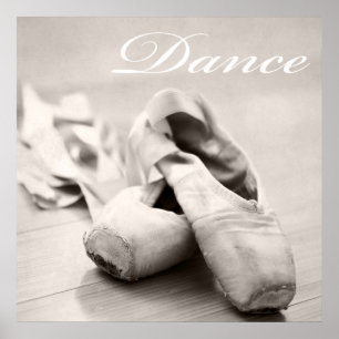 Sepia Ballet Slipper Pointe Shoes Dance-mall Poster