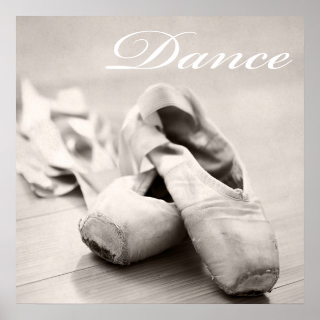 Sepia Ballet Slipper Pointe Shoes Dance-mall Poster (Framsidan)