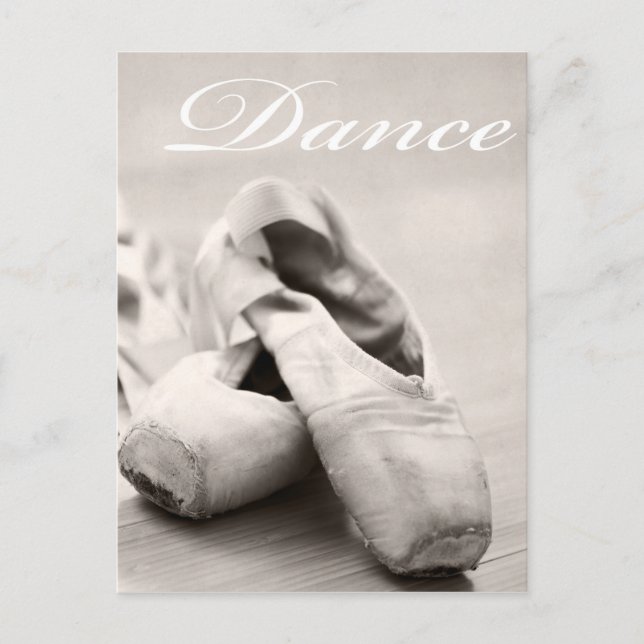 Sepia Ballet Slipper Pointe Shoes Dance-mall Vykort (Framsida)