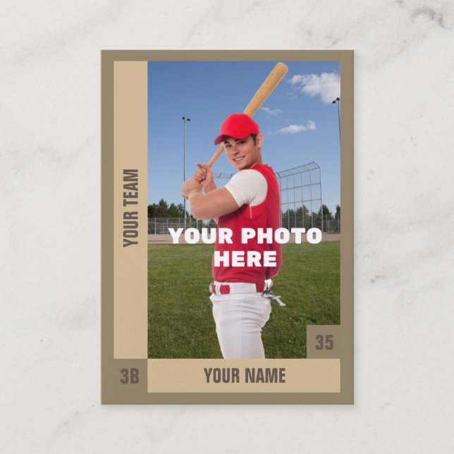 Sepia Baseball Trading Card - Anpassningsbar Stats (Framsida)