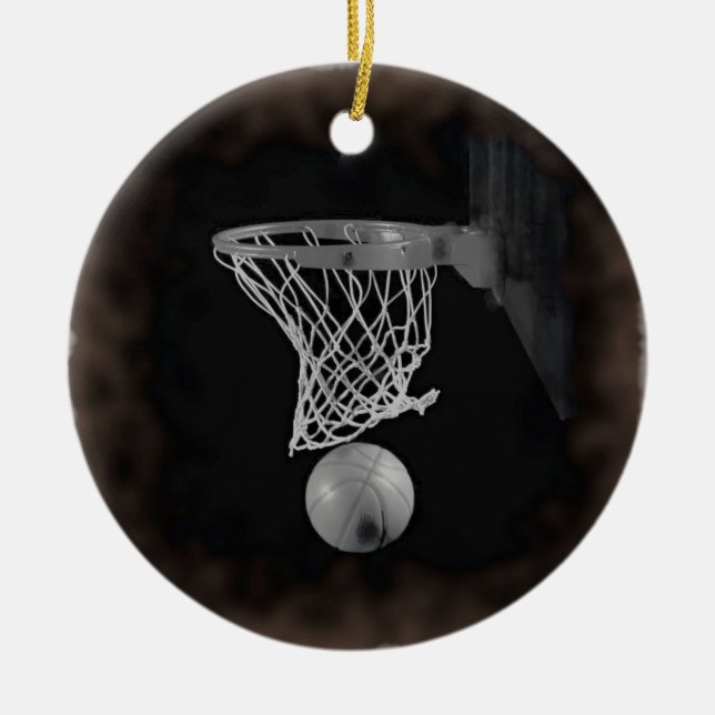 Sepia Basketball Julgransprydnad Keramik (Framsidan)