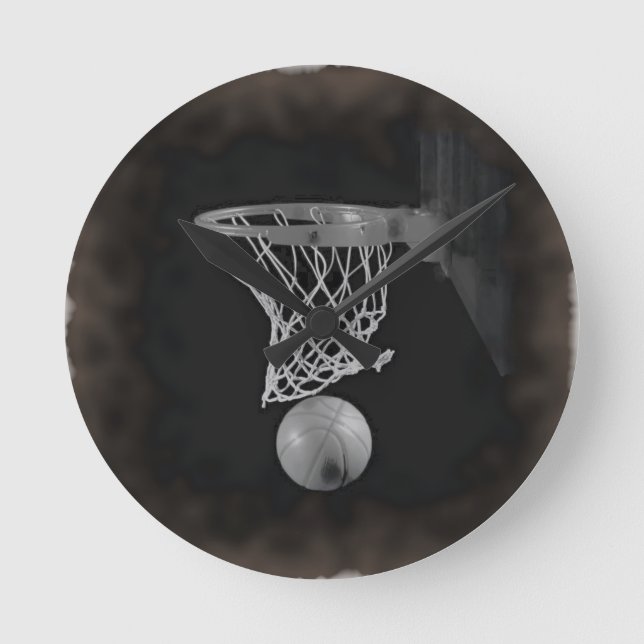 Sepia Basketball Rund Klocka (Framsida)