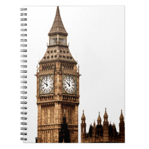 Sepia Big Ben-torn Anteckningsbok Med Spiral
