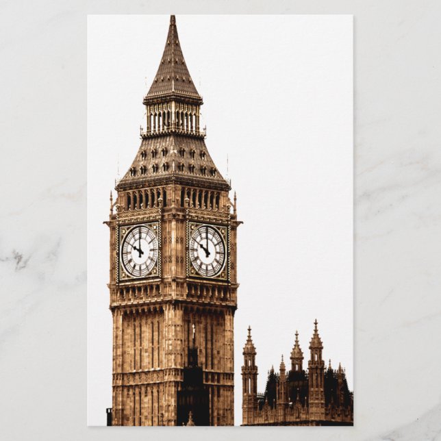 Sepia Big Ben Torn Brevpapper (Framsida)