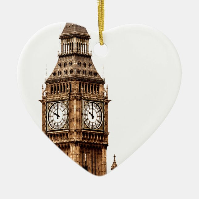 Sepia Big Ben Torn Julgransprydnad Keramik (Framsidan)