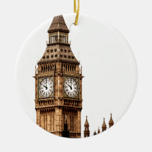 Sepia Big Ben Torn Julgransprydnad Keramik