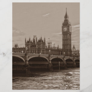 Sepia Big Ben Torn Palace of Westminster
