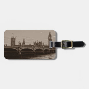 Sepia Big Ben Torn Palace of Westminster Bagagebricka