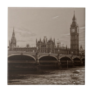 Sepia Big Ben Torn Palace of Westminster Kakelplatta