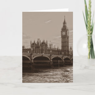 Sepia Big Ben Torn Palace of Westminster Kort