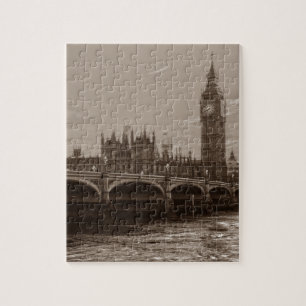 Sepia Big Ben Torn Palace of Westminster Pussel