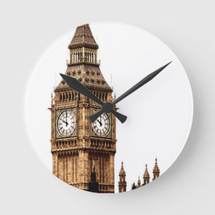 Sepia Big Ben Torn Rund Klocka