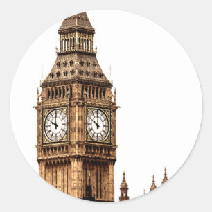 Sepia Big Ben Torn Runt Klistermärke