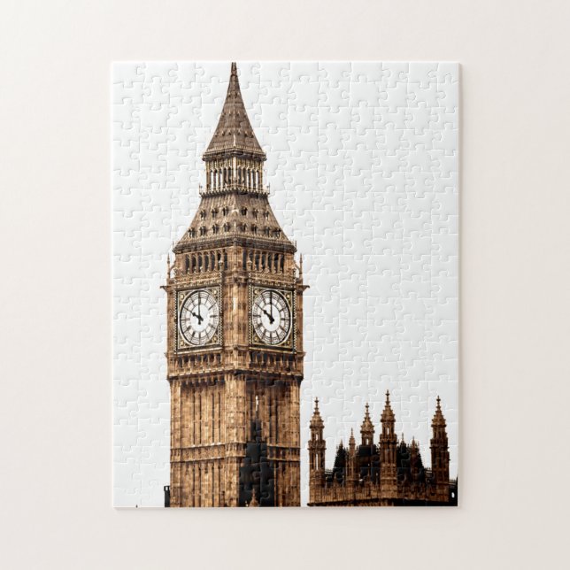 Sepia Big Ben Torn Travel Art Pussel (Vertikal)