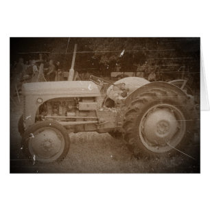 Sepia bild vintage grått massey fergison-traktor hälsningskort