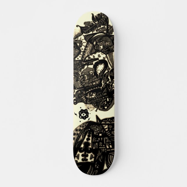 Sepia Black Abstrakt Mini Skateboard Bräda 18,5 Cm (Framsida)
