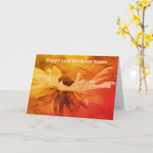 Sepia Black Eyed Susan Blommigt Art Birthday Kort