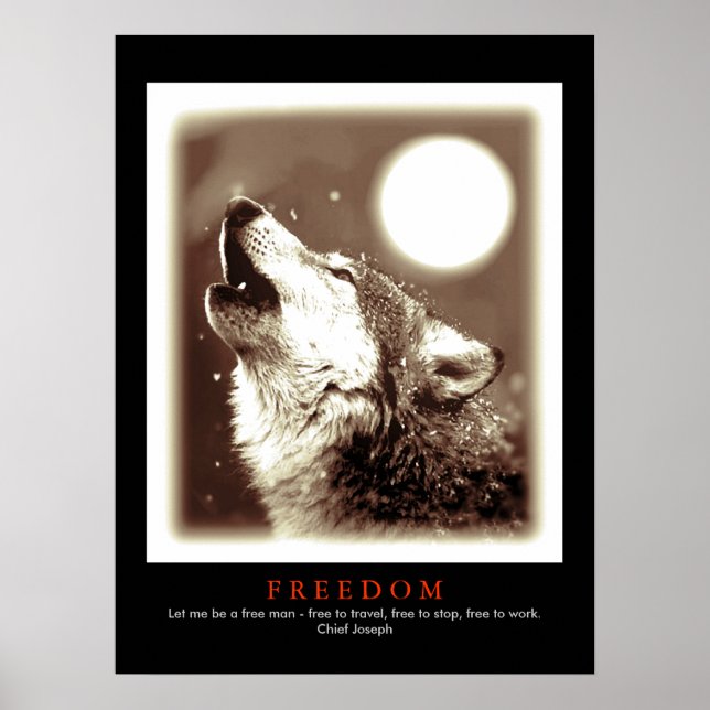 Sepia Black Unique Motivational Vargs Howls Skriv  Poster (Framsidan)