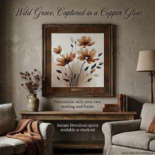 Sepia blommar poster