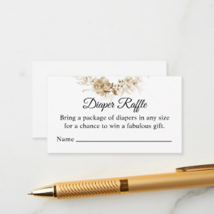 Sepia Blommigt Drop, blaper Raffle Baby Shower Tilläggskort