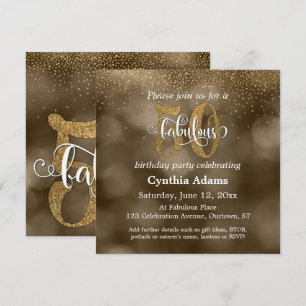 Sepia Bokeh, Guld Glitter & Script 50 & Fabulous Inbjudningar