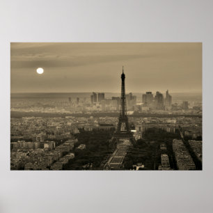 Sepia Brown Eiffel Torn Paris Europe Travel Poster