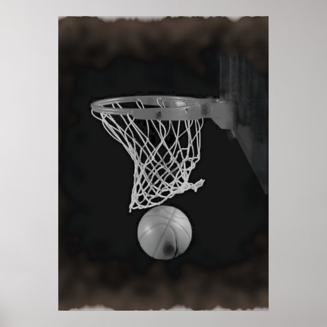 Sepia Brownish Tones Basketball Artwork Poster (Framsidan)