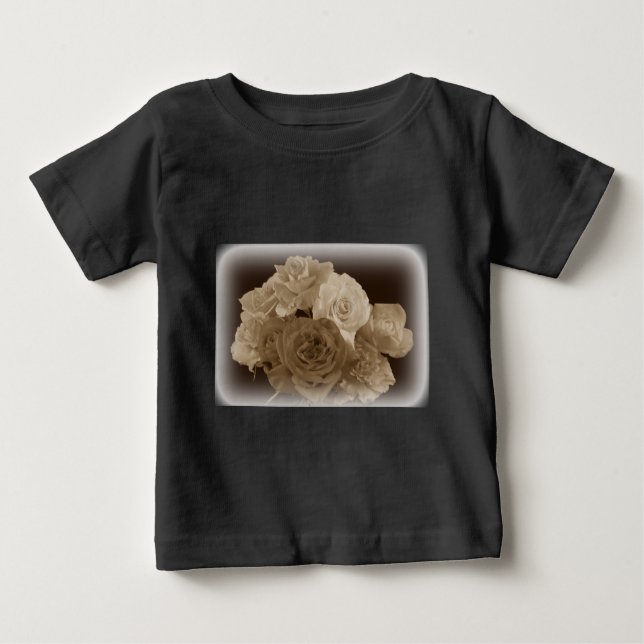 Sepia Bukett med rosor T Shirt (Framsida)