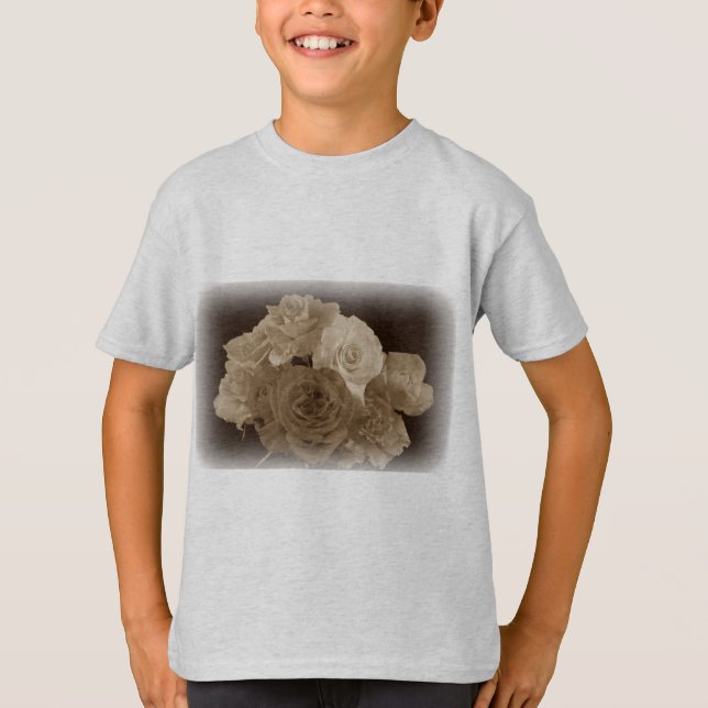 Sepia Bukett med rosor T-shirt (Framsida)