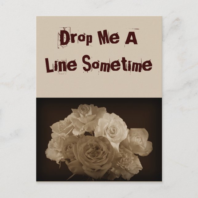 Sepia Bukett med rosor Vykort (Framsida)