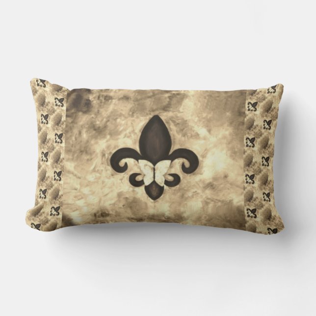 Sepia Butterfleur | Tan Butterfly från Fleur de Li Lumbarkudde (Framsida)
