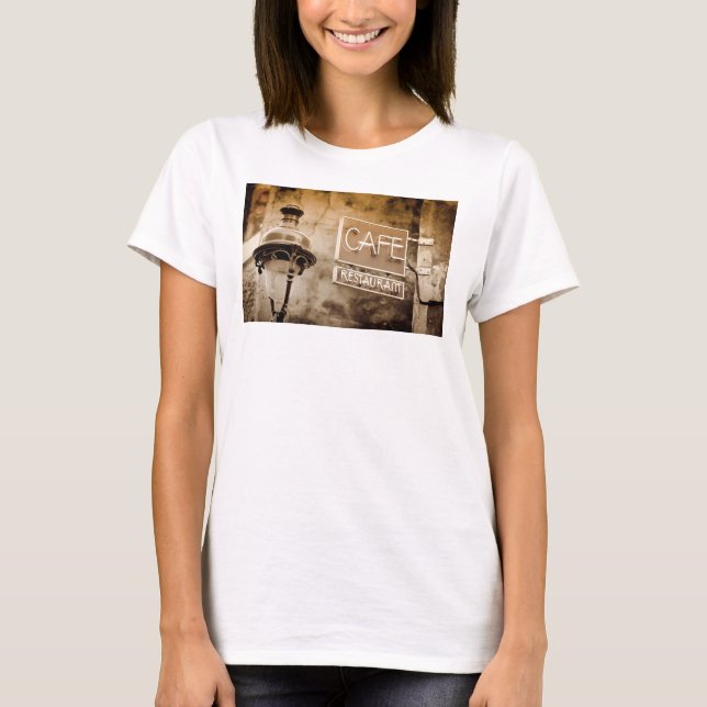 Sepia cafe-tecken, Paris, Frankrike Tee Shirt (Framsida)