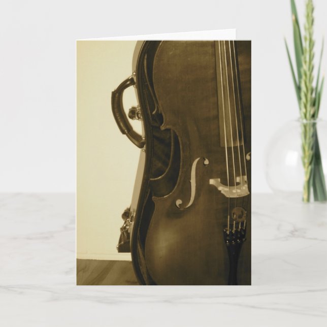 Sepia Cello-hälsningskort Kort (Framsida)
