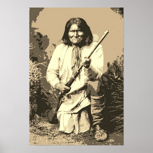 Sepia Chief Geronimo Pop Art Poster (Framsidan)