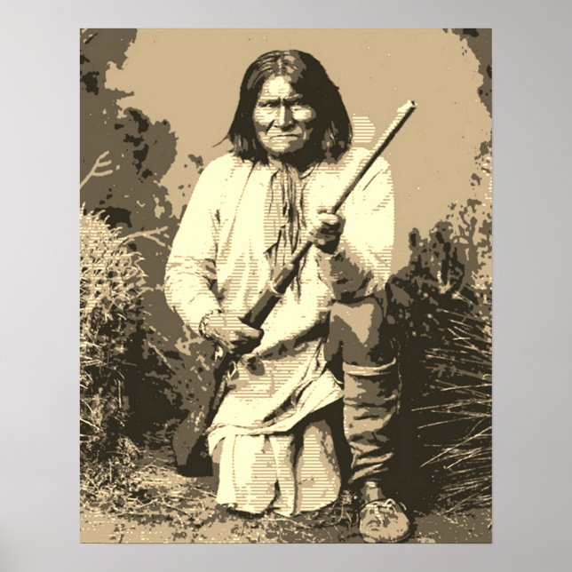 Sepia Chief Geronimo Pop Art Poster (Framsidan)