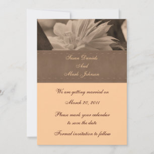 Sepia Clematis Flower Bröllop spara datum Inbjudningar