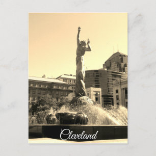 Sepia Cleveland Fontän Vykort
