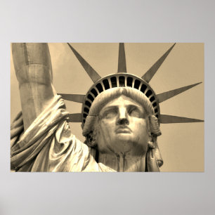 Sepia Close Frihetsgudinnan New York Poster