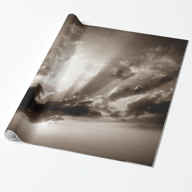 Sepia Clouds, Himlar och Sunset Motivational Freed Presentpapper (Utrullad)