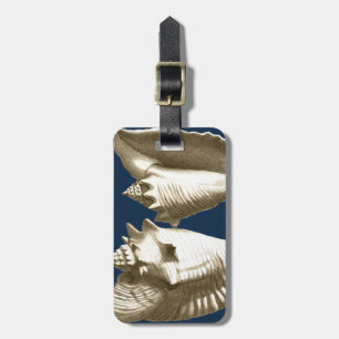 Sepia Conch Seashells Bagagebricka