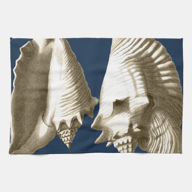 Sepia Conch Seashells Kökshandduk (Horisontell)