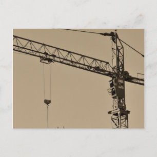Sepia Construction Crane Vykort